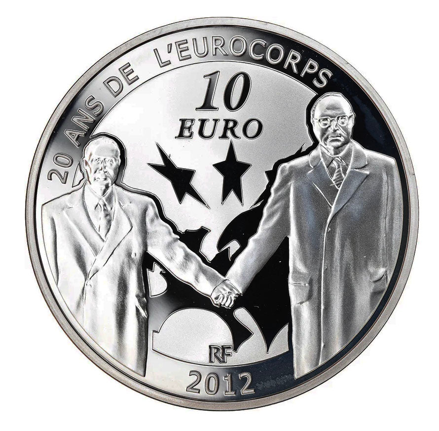 Francia 10€ 20 Anni de L'Eurocorps Argento Proof 2012