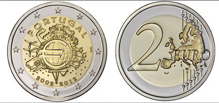 Portogallo 2€ 10 Anni di Euro Proof 2012