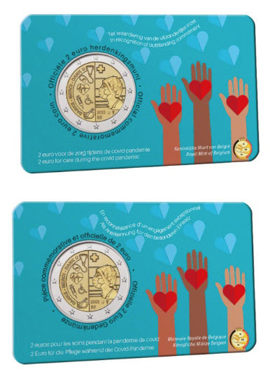 Belgio 2€ Operatori Sanitari 2022 set di 2 coincard (versione francese e olandese)